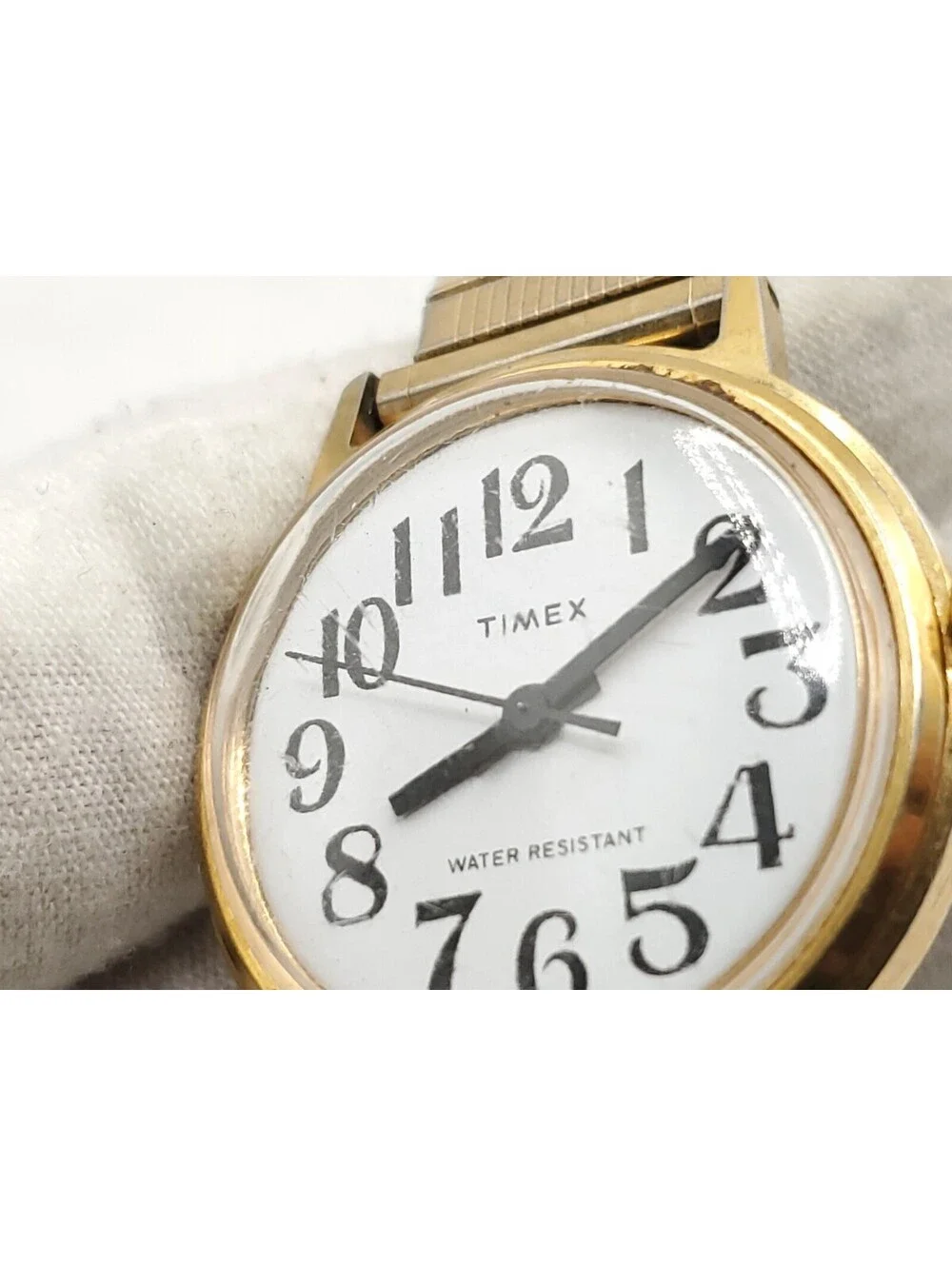 Vintage Timex Marlin Big Reader Mechanical  30mm Watch Running Gold Tone